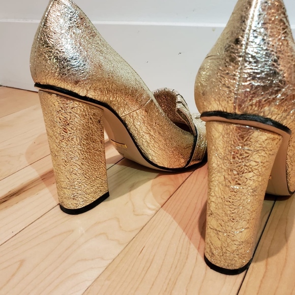 Gucci Marmont Gold Fringe Block Heel - Picture 3 of 3